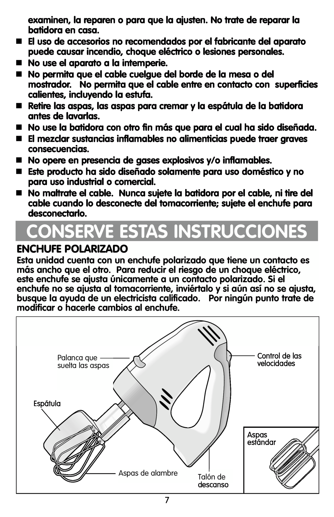 Black & Decker EHM80, EHM90 manual Conserve Estas Instrucciones, Enchufe Polarizado 