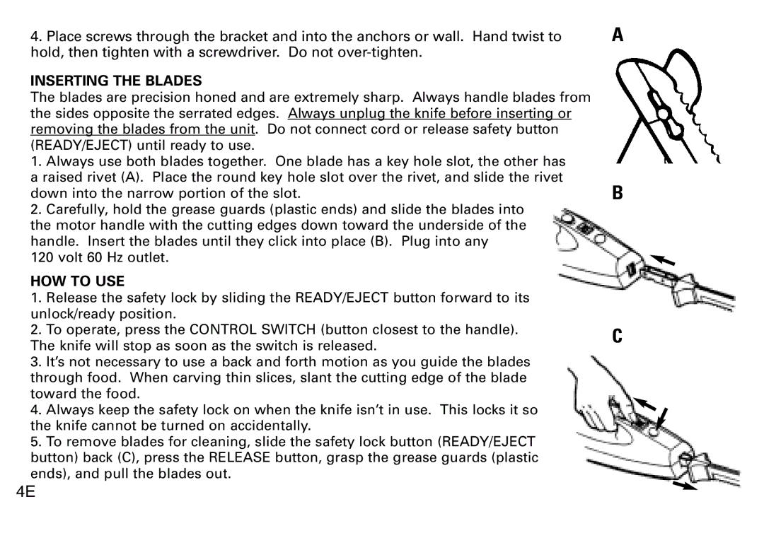 Black & Decker EK970 manual Inserting the Blades, HOW to USE 