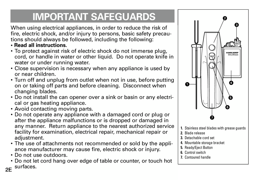 Black & Decker EK970 manual Important Safeguards, Read all instructions 