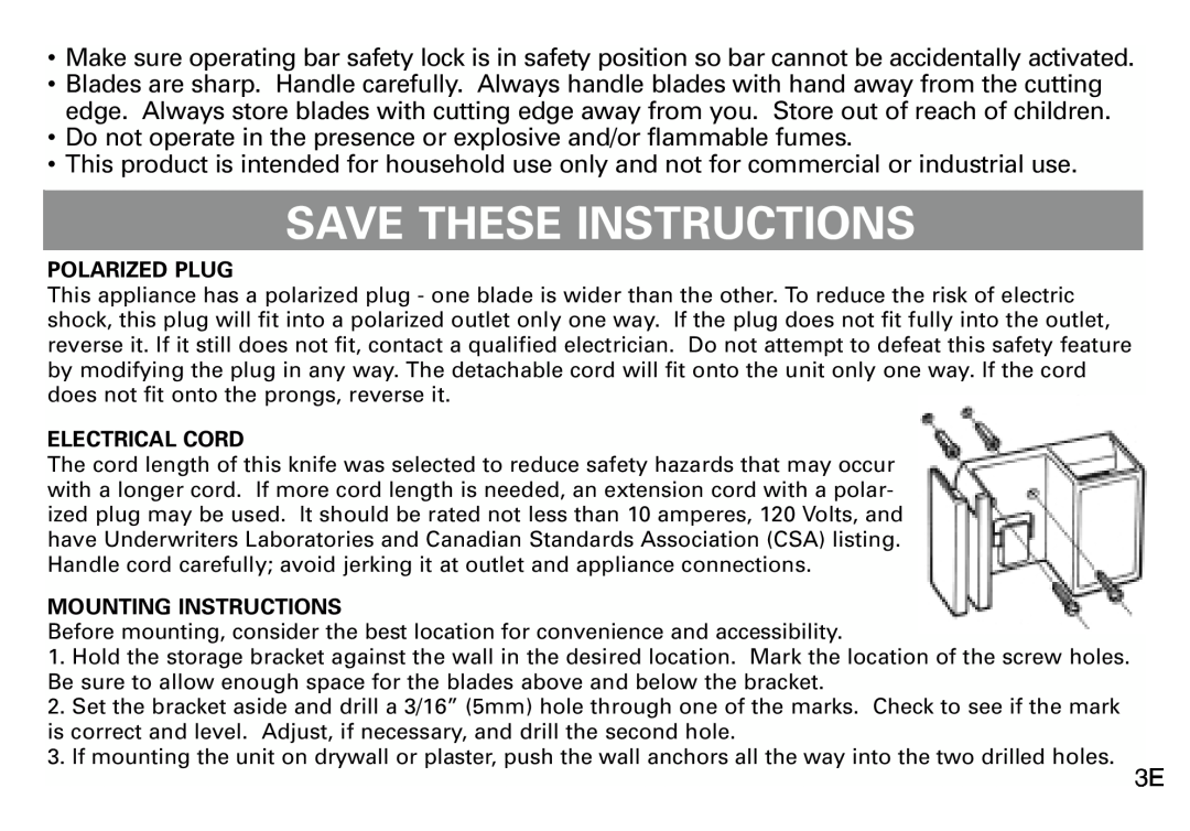 Black & Decker EK970 manual Save These Instructions 