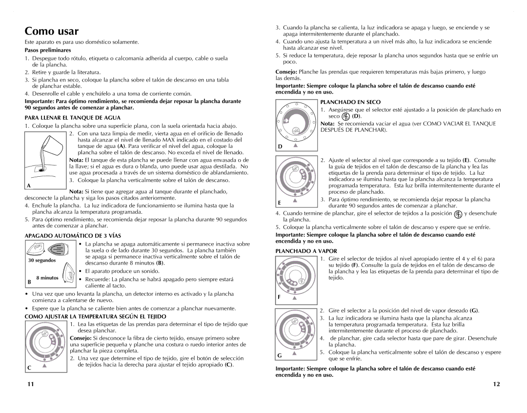 Black & Decker F225 manual Como usar 