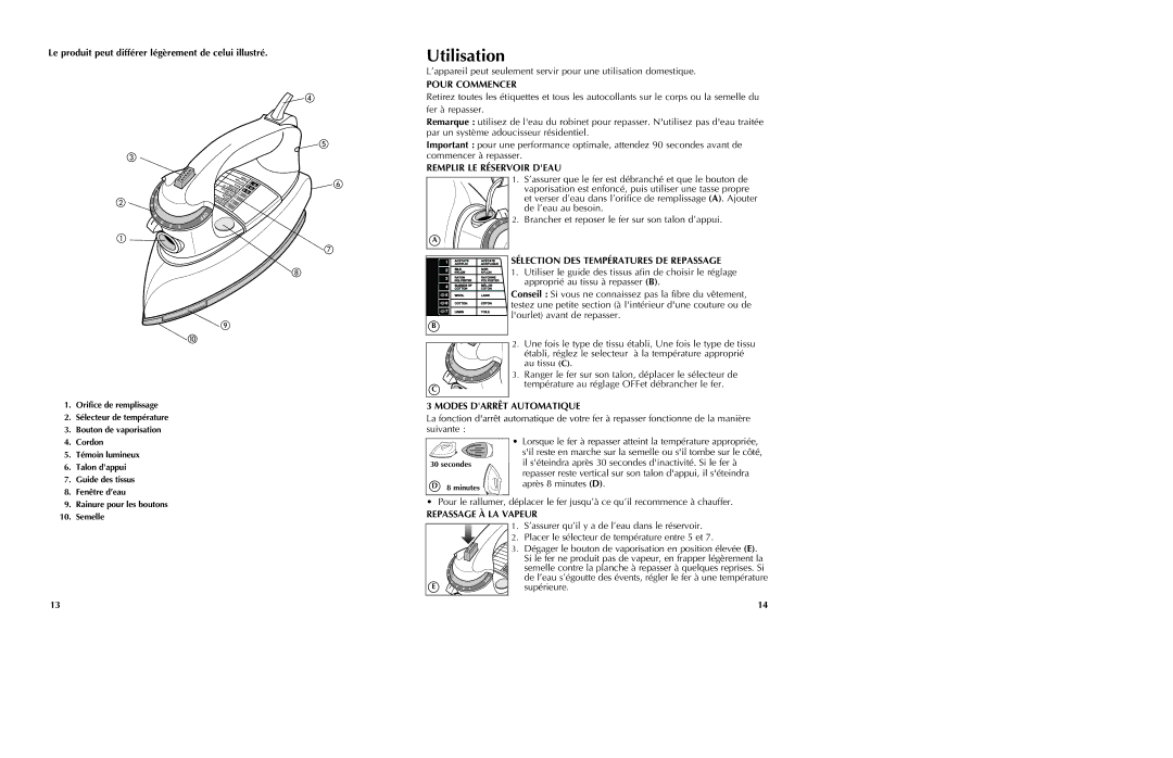 Black & Decker F67E manual Utilisation 