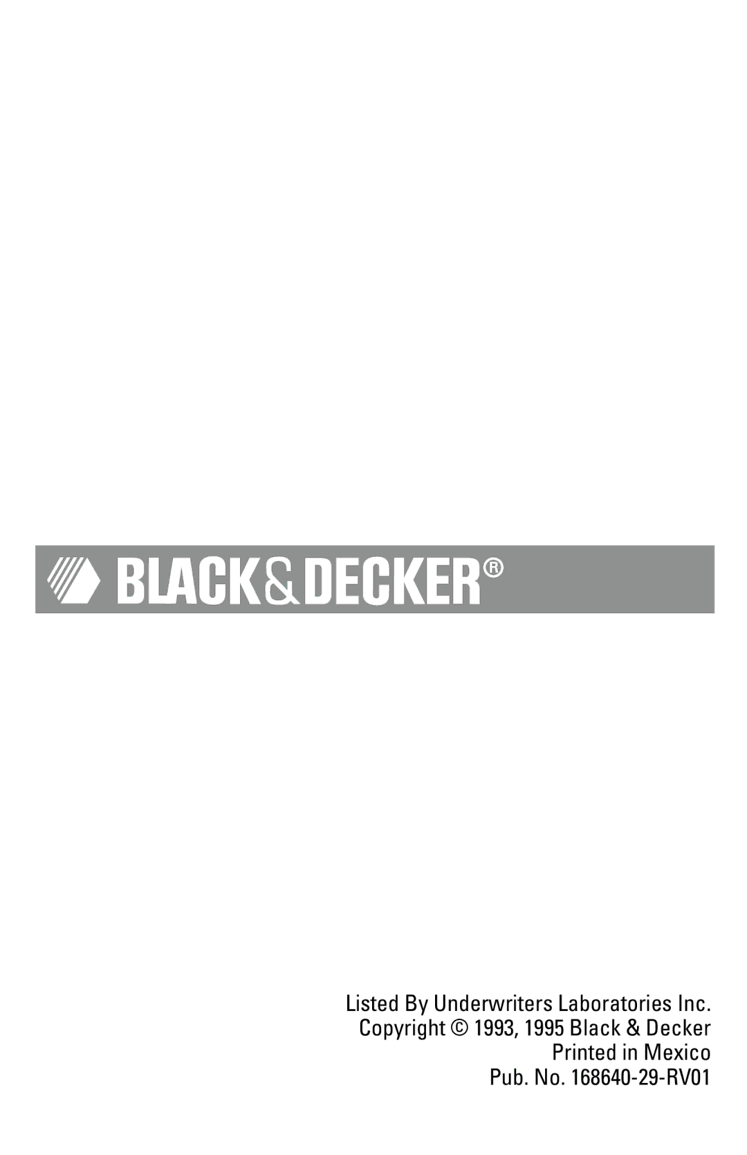 Black & Decker F855S manual Listed By Underwriters Laboratories Inc 