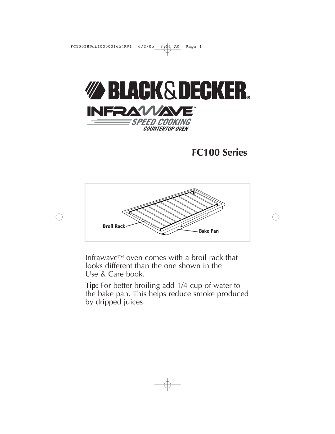 Black & Decker manual FC100 Series, Broil Rack Bake Pan 