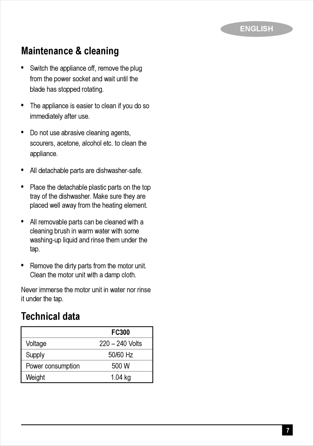 Black & Decker FC300 manual English 