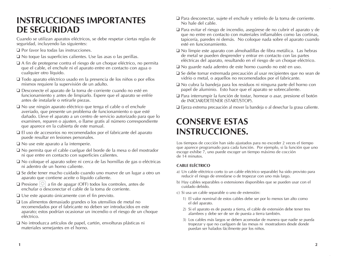 Black & Decker FC351B manual Conserve Estas Instrucciones, Instrucciones Importantes De Seguridad 