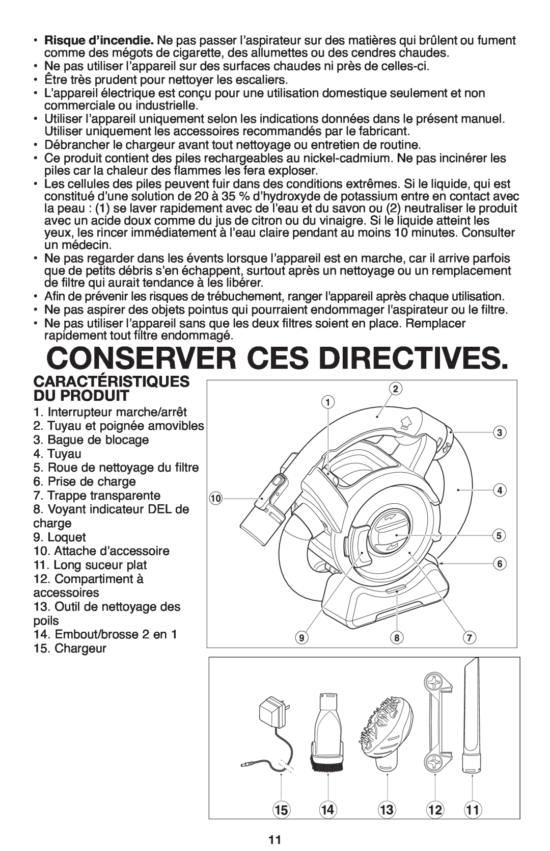 Black & Decker 90564858, FHV1200, FHV1080 manual Conserver Ces Directives, Caractéristiques 