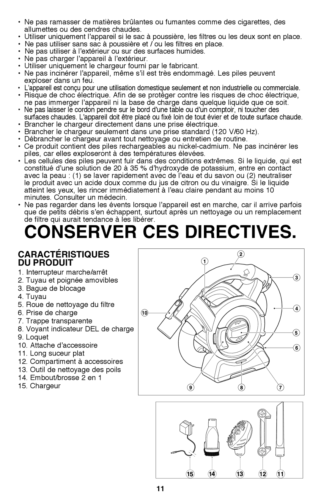 Black & Decker FHV1080, FHV1200R manual Conserver CES Directives, Caractéristiques DU Produit 