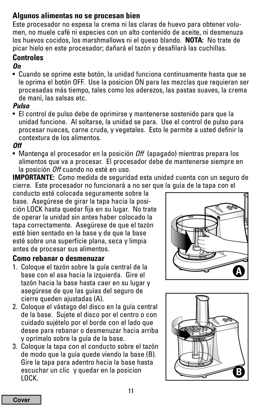 Black & Decker FP1200 manual Algunos alimentas no se procesan bien, Controles, Como rebanar o desmenuzar, Pulso 