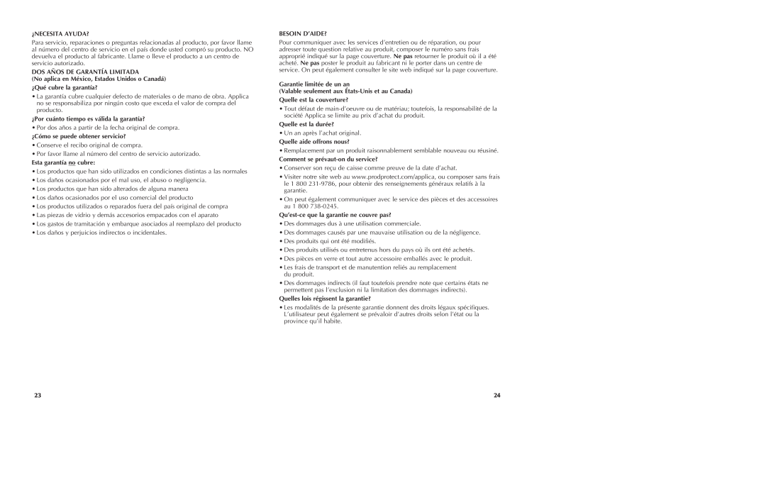 Black & Decker FP1435 manual ¿Necesita Ayuda?, Dos Años De Garantía Limitada, ¿Por cuánto tiempo es válida la garantía? 