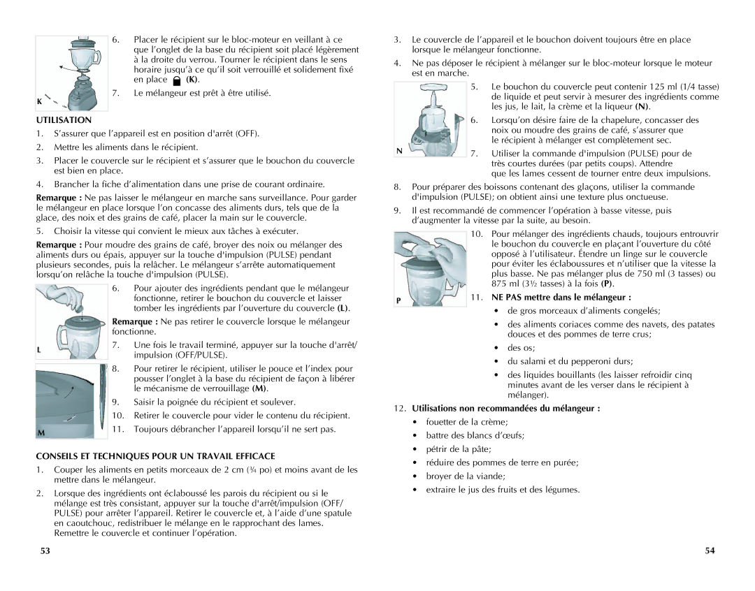 Black & Decker FP2650S manual Utilisation, Toujours débrancher l’appareil lorsqu’il ne sert pas 