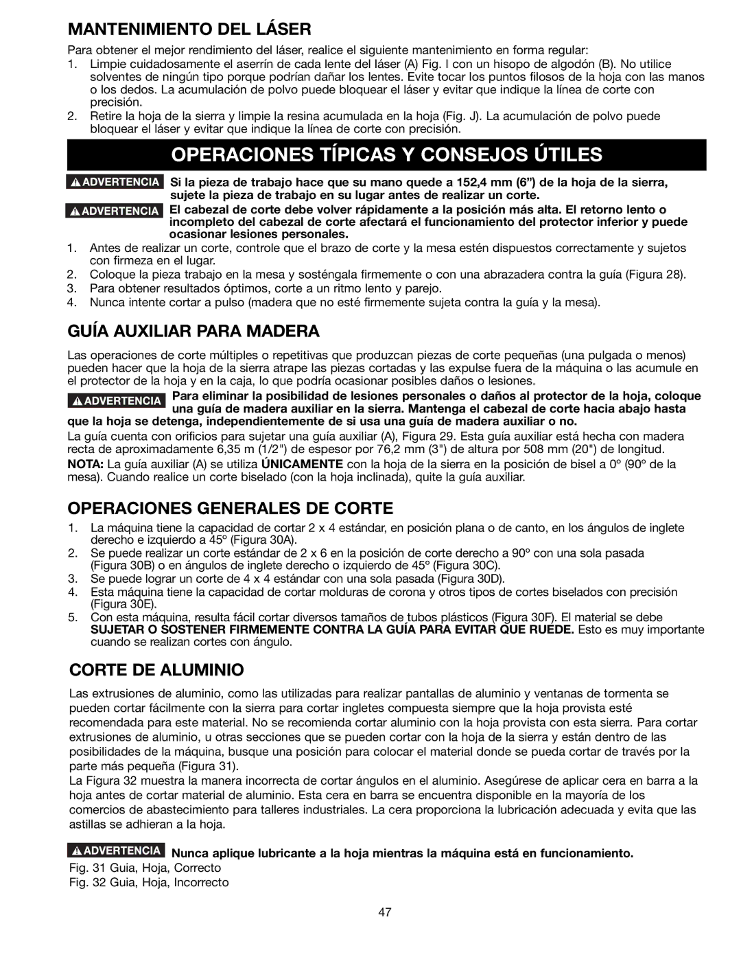 Black & Decker FS110L Operaciones Típicas Y Consejos Útiles, Mantenimiento DEL Láser, Guía Auxiliar Para Madera 