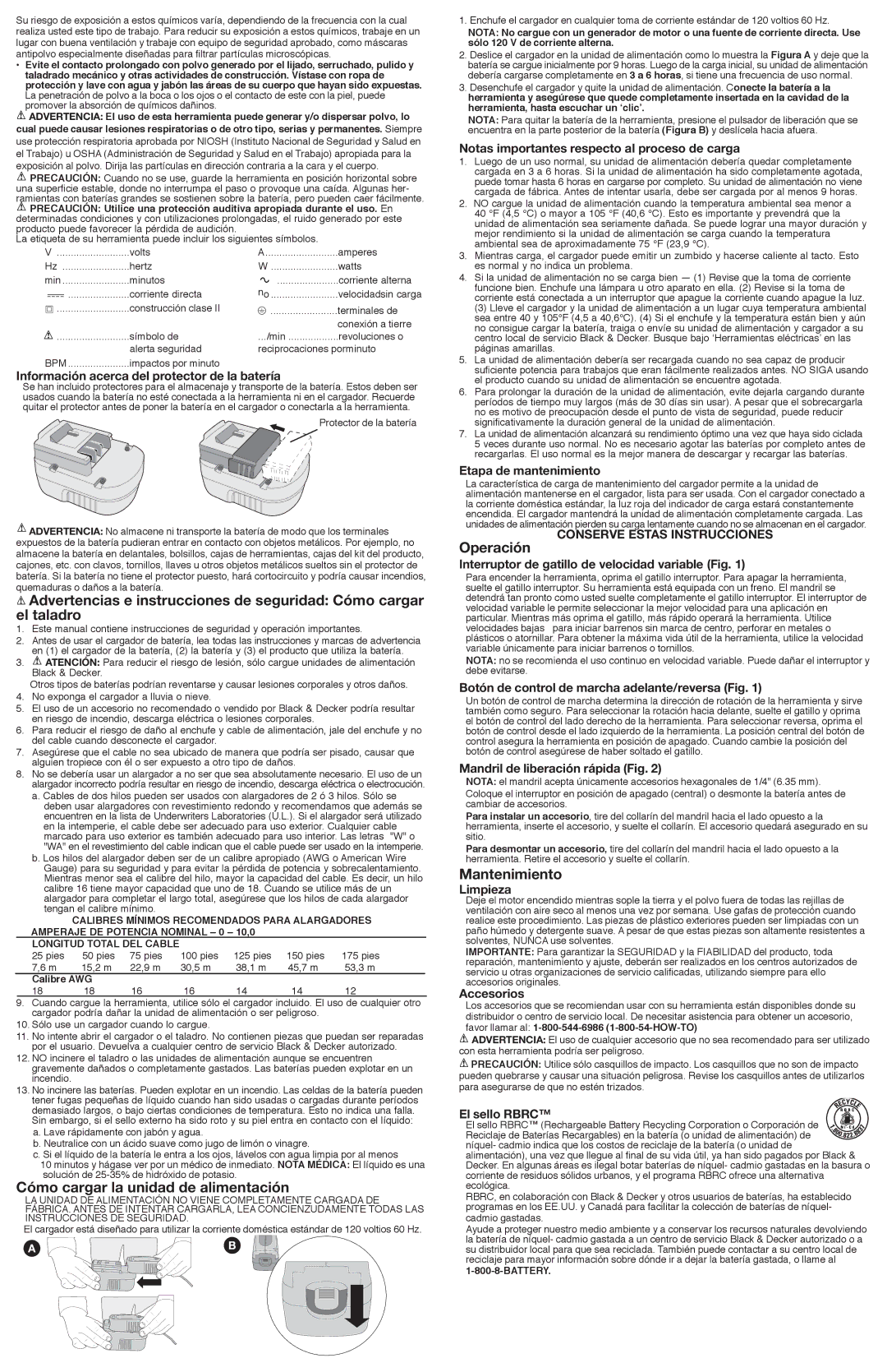 Black & Decker FS1202ID Cómo cargar la unidad de alimentación, Operación, Mantenimiento, Conserve Estas Instrucciones 