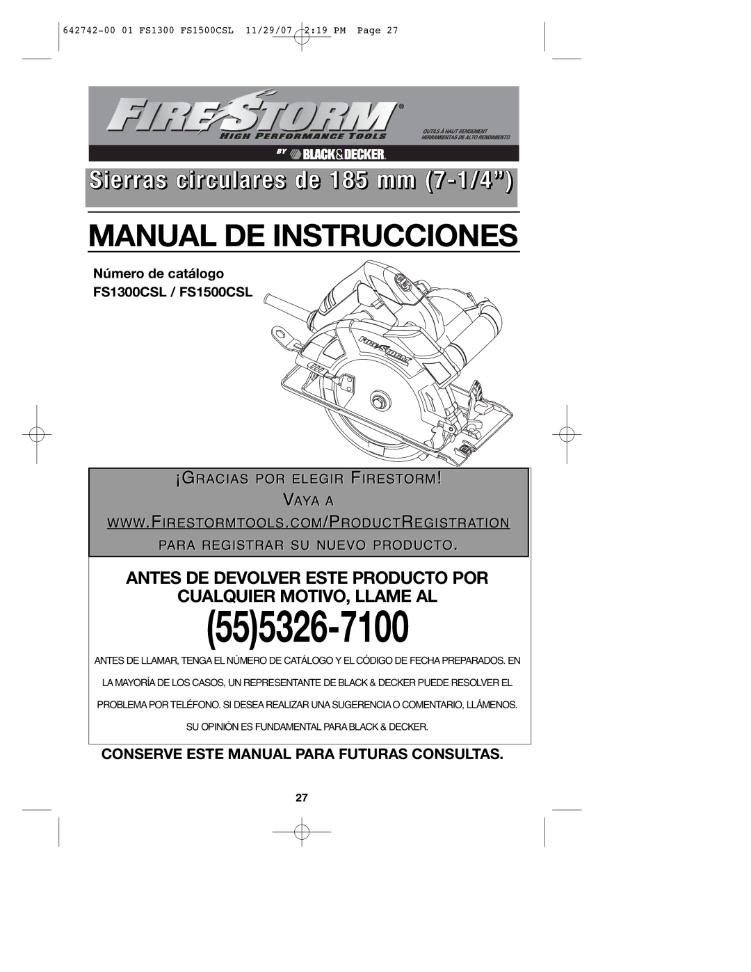 Black & Decker FS1300CSL instruction manual 555326-7100 