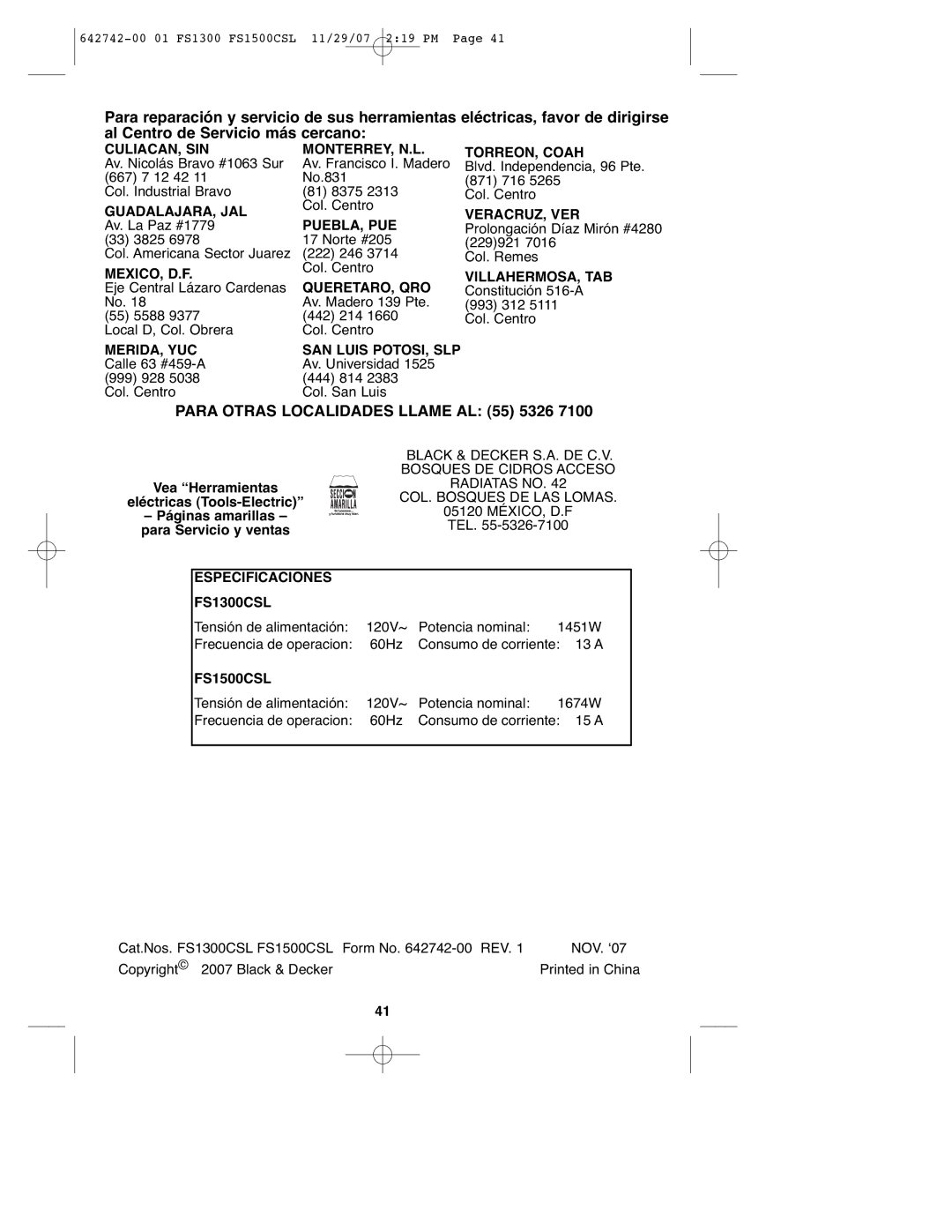 Black & Decker FS1300CSL Culiacan, Sin Monterrey, N.L, Guadalajara, Jal, Puebla, Pue, Mexico, D.F, Queretaro, Qro 