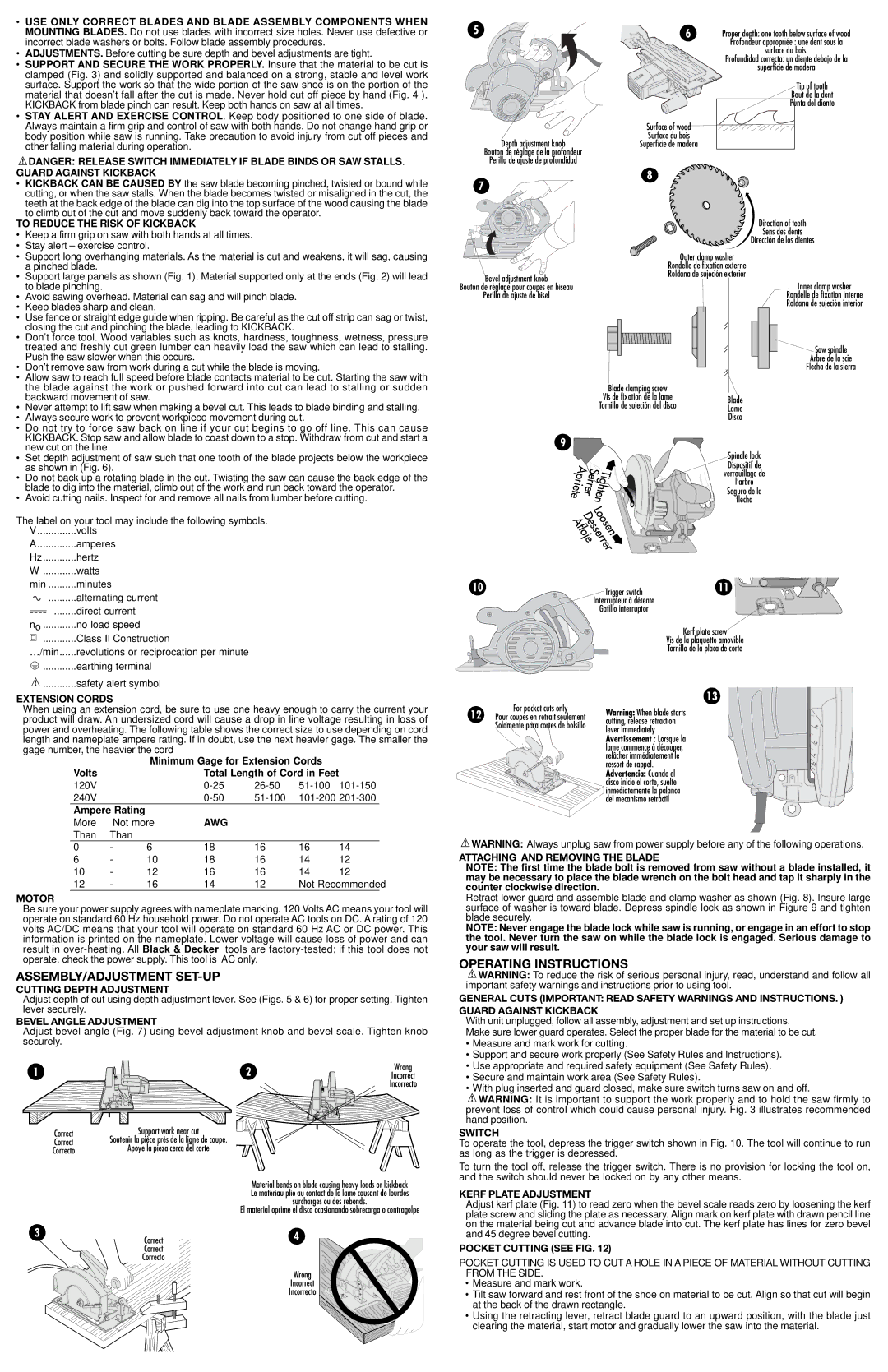 Black & Decker FS1400CS, FS1300CS instruction manual Assembly/Adjustment Set-Up, Operating Instructions 