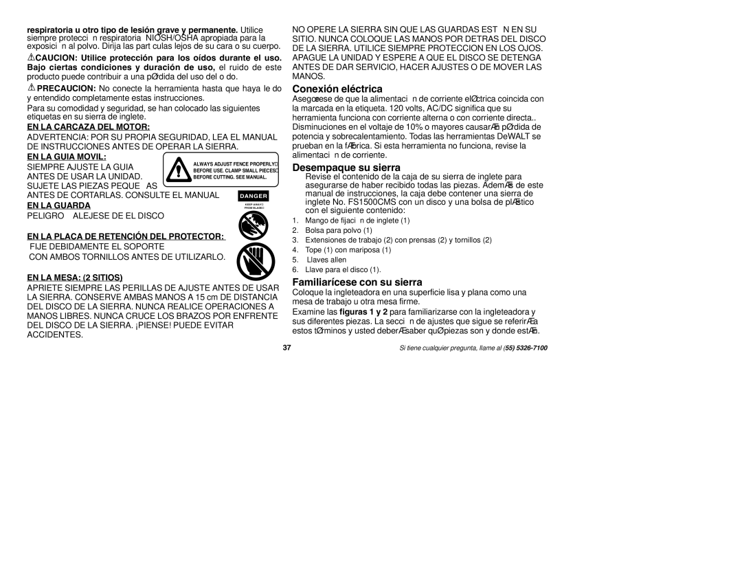 Black & Decker 629437-00, FS1500CMS instruction manual Conexión eléctrica, Desempaque su sierra, Familiarícese con su sierra 