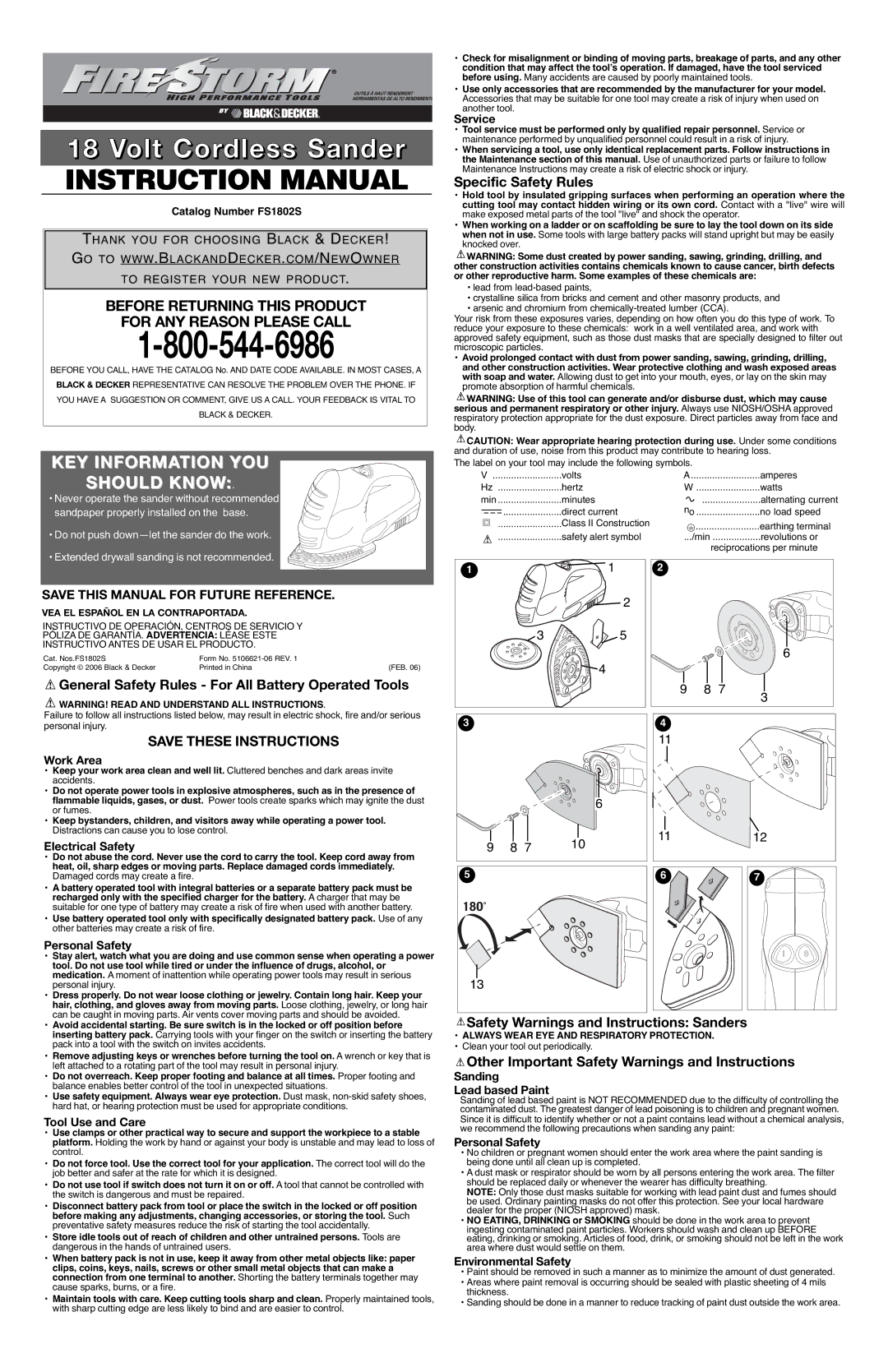 Black & Decker 5106621-06 instruction manual Specific Safety Rules, General Safety Rules For All Battery Operated Tools 