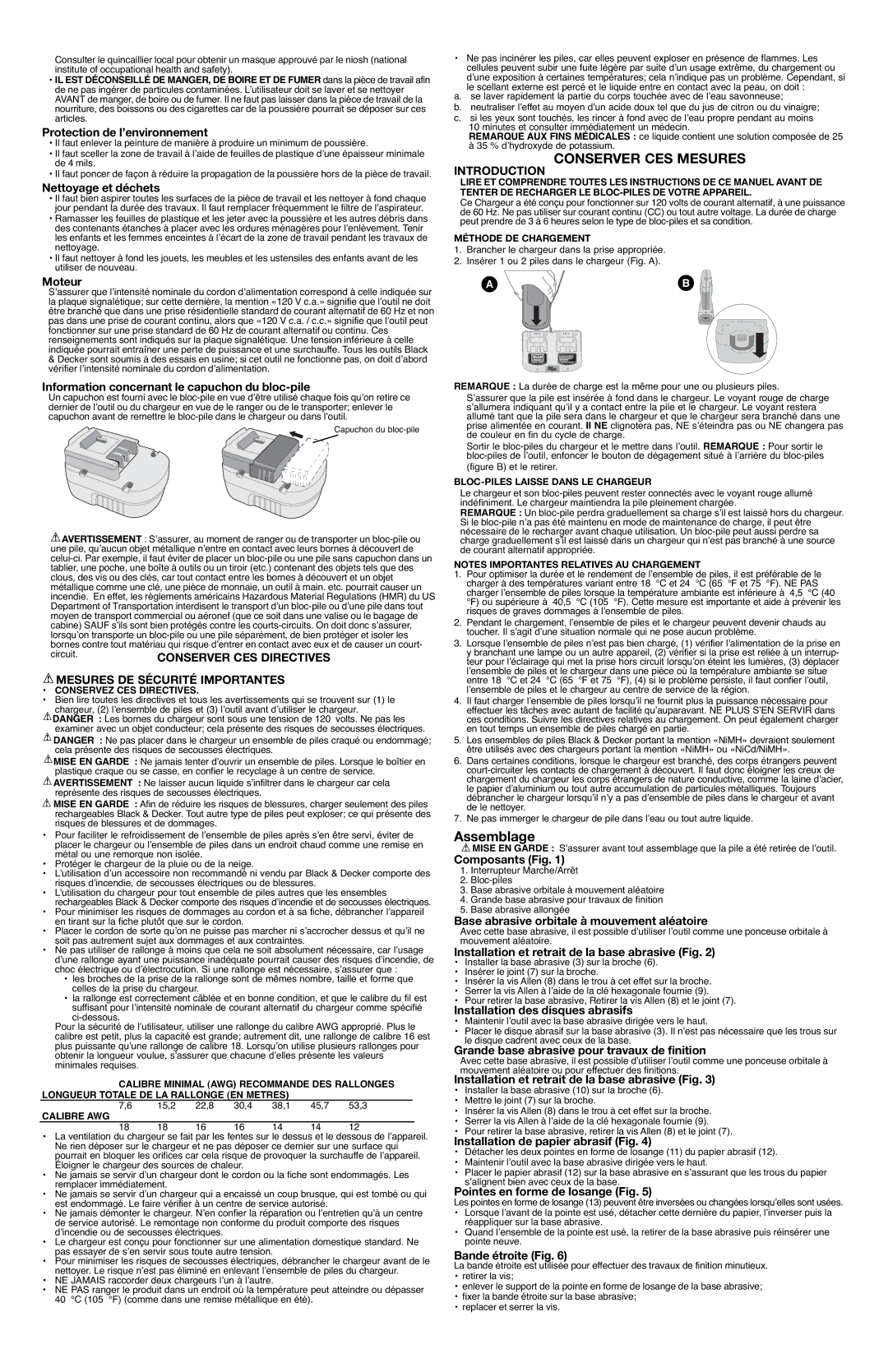 Black & Decker FS1802S Conserver CES Mesures, Assemblage, Conserver CES Directives, Mesures DE Sécurité Importantes 