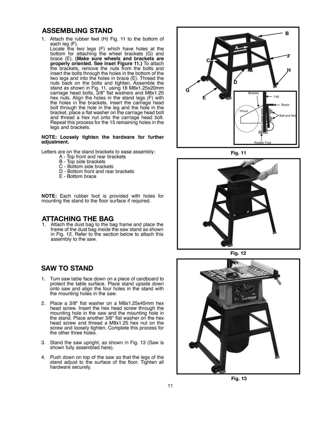 Black & Decker FS200SD instruction manual Assembling Stand, Attaching the BAG, SAW to Stand 