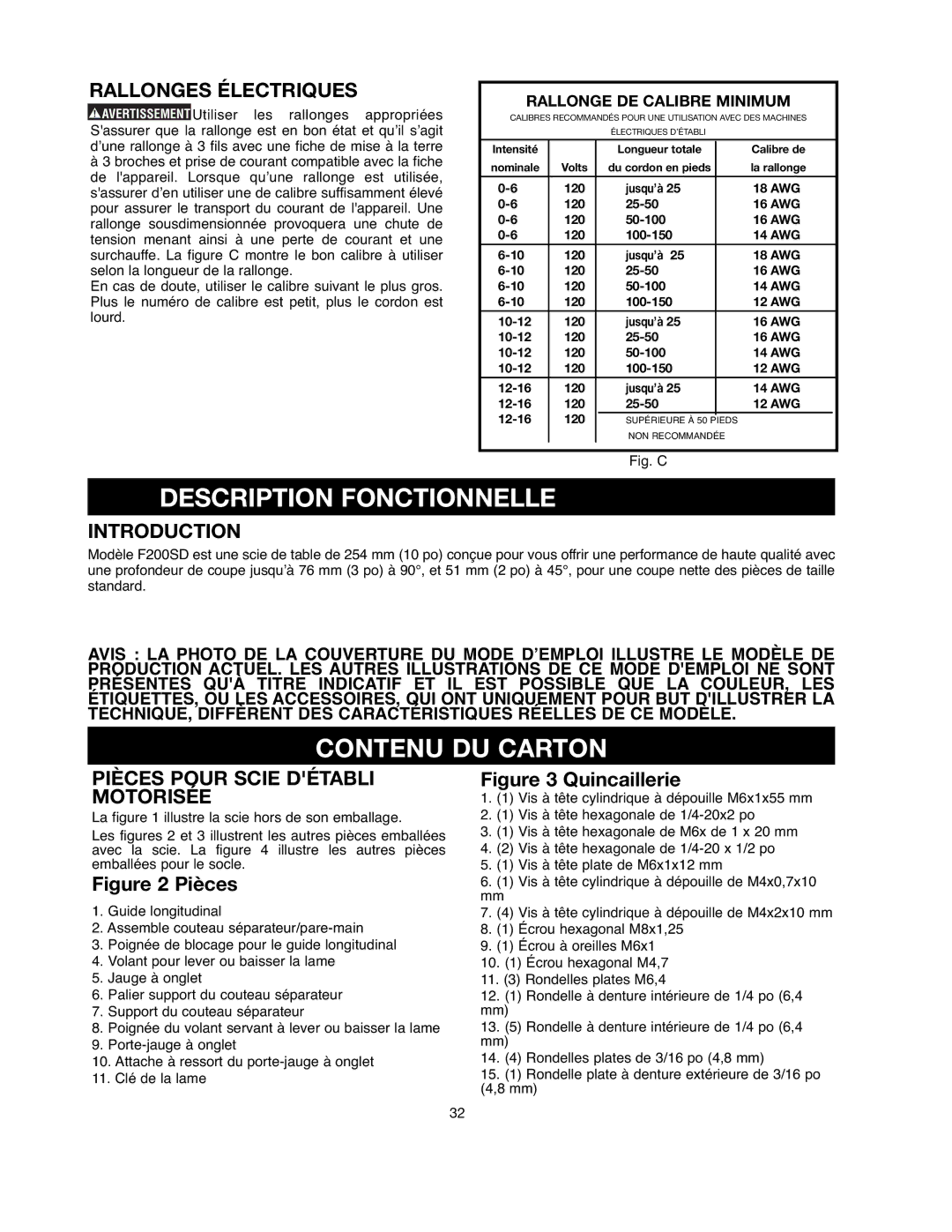 Black & Decker FS200SD instruction manual Description Fonctionnelle, Contenu DU Carton, Rallonges Électriques, Introduction 