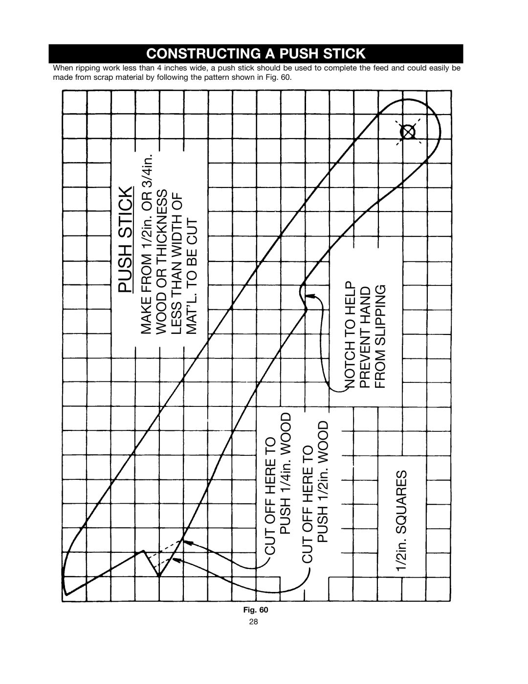 Black & Decker FS210LS instruction manual Constructing a Push Stick 