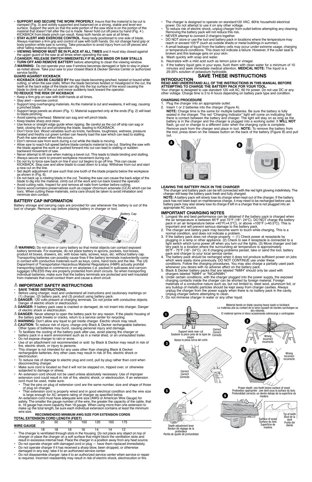 Black & Decker FS2400CS Battery CAP Information, Important Safety Instructions, Introduction, Important Charging Notes 