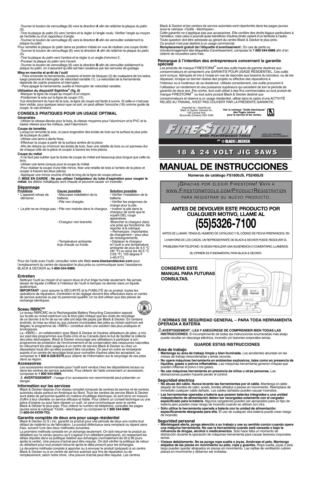 Black & Decker 5146961-02, FS2400JS Conserve Este Manual Para Futuras Consultas, Conseils Pratiques Pour UN Usage Optimal 