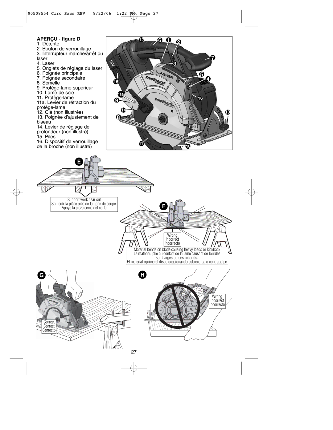 Black & Decker FS1806CSL, FS2406CS, FS1807CS, FS2407CSL instruction manual Aperçu figure D 