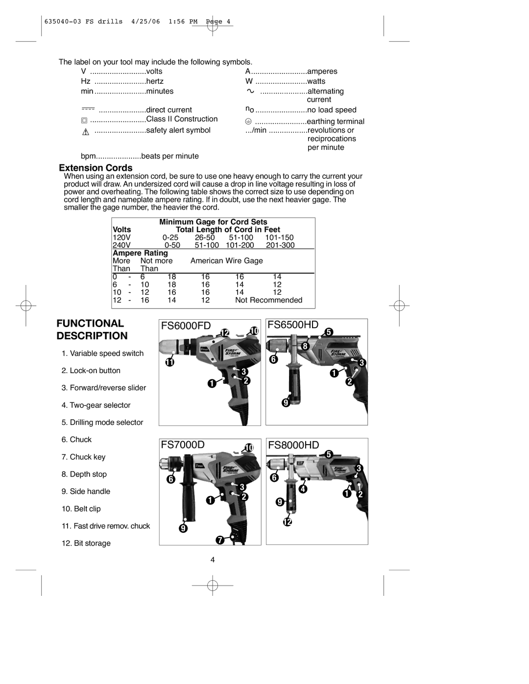 Black & Decker FS6000FD, FS7000D, FS8000HD, FS6500HD instruction manual Functional Description 