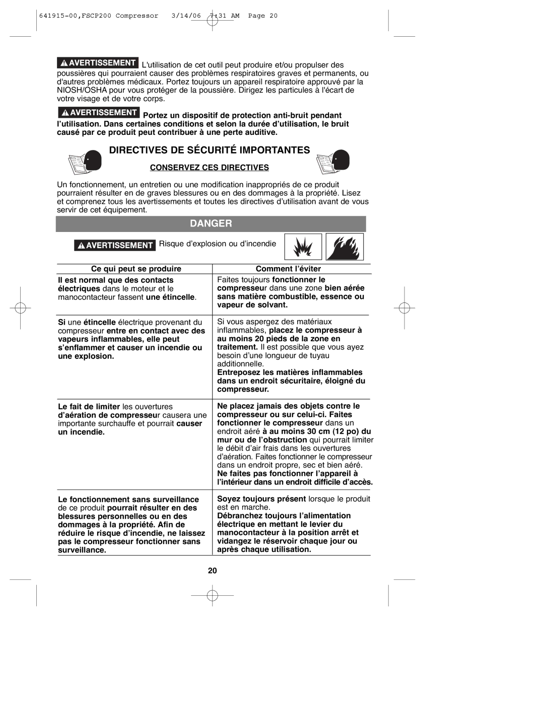 Black & Decker FSCP200, 641915-00 instruction manual Directives DE Sécurité Importantes, Conservez CES Directives 