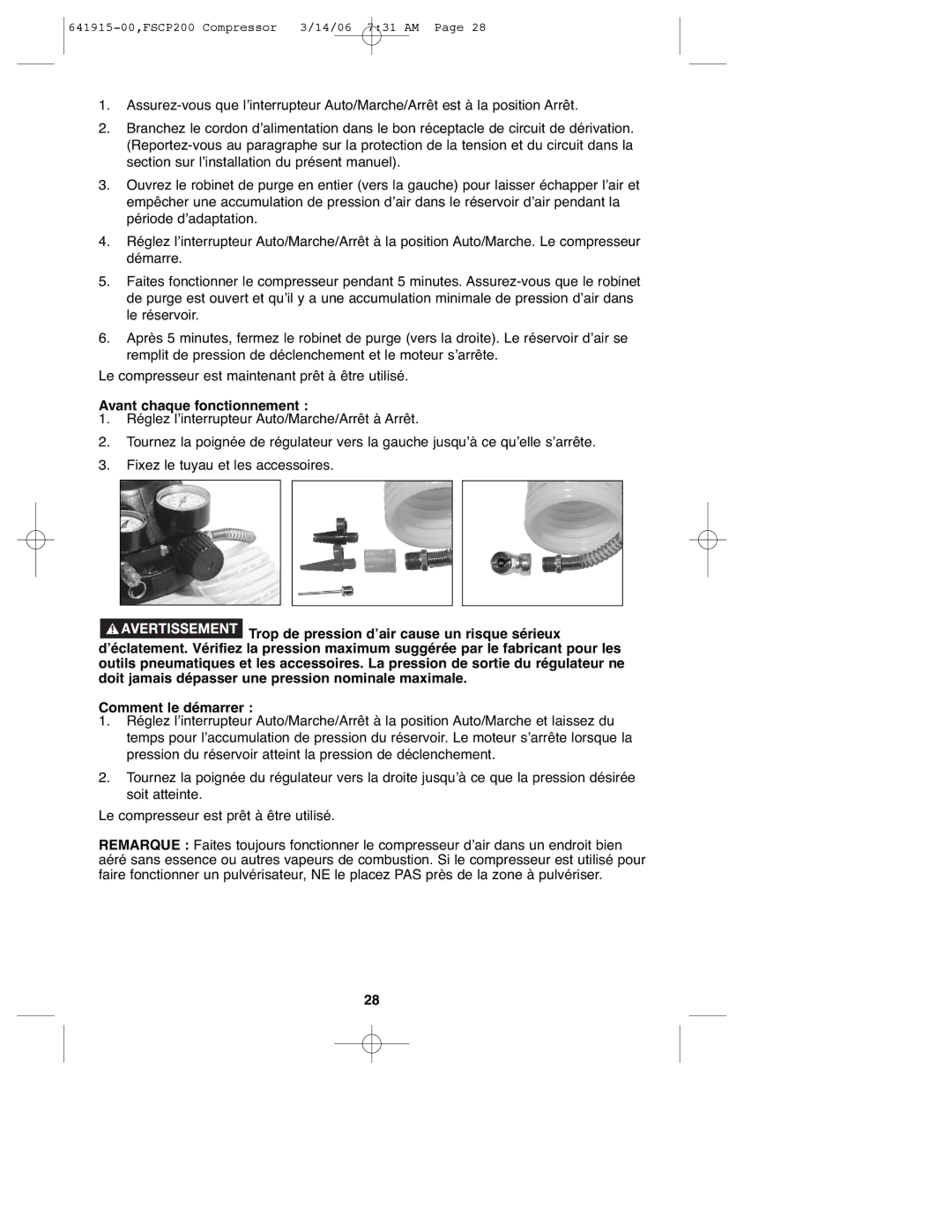 Black & Decker FSCP200, 641915-00 instruction manual Avant chaque fonctionnement 