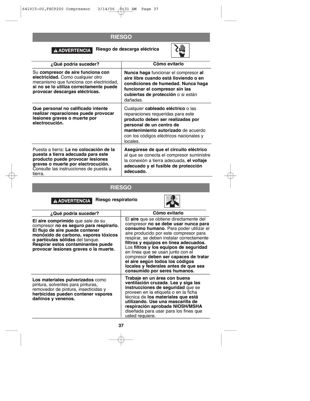 Black & Decker 641915-00, FSCP200 instruction manual Al que se conecta el compresor suministre 