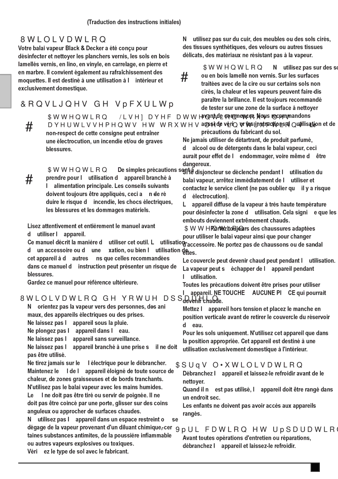 Black & Decker FSM1600D manual Utilisation de votre appareil, Après l’utilisation, Vérification et réparations 