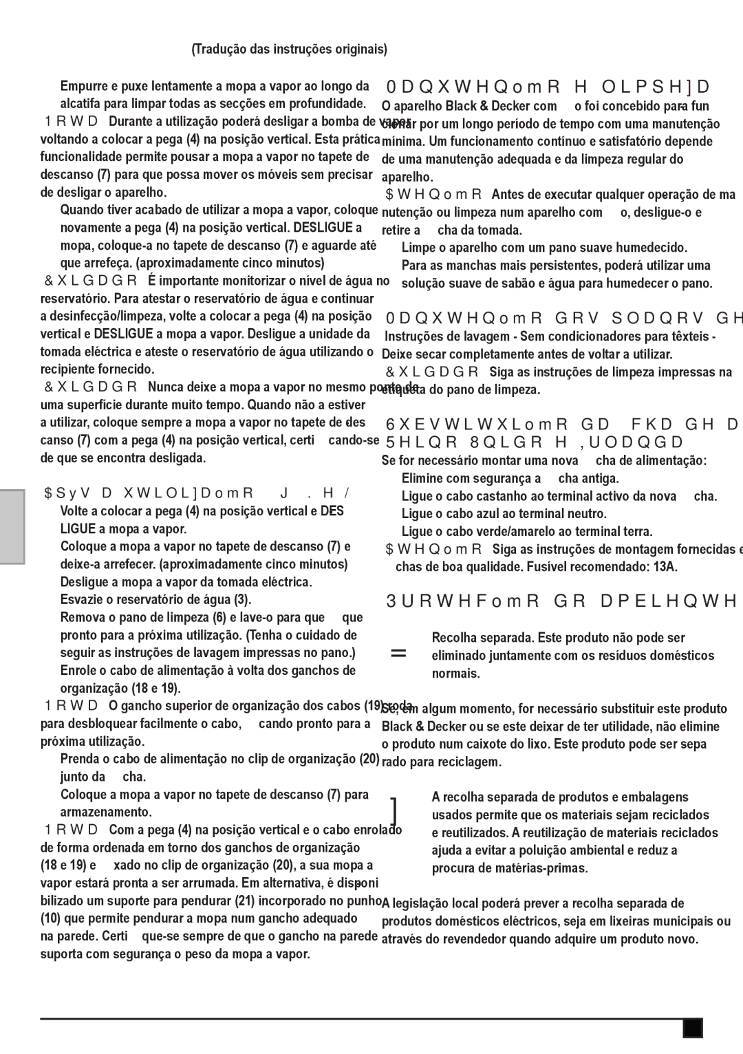 Black & Decker FSM1600D manual Manutenção e limpeza, Manutenção dos planos de limpeza, Após a utilização fig. K e L 