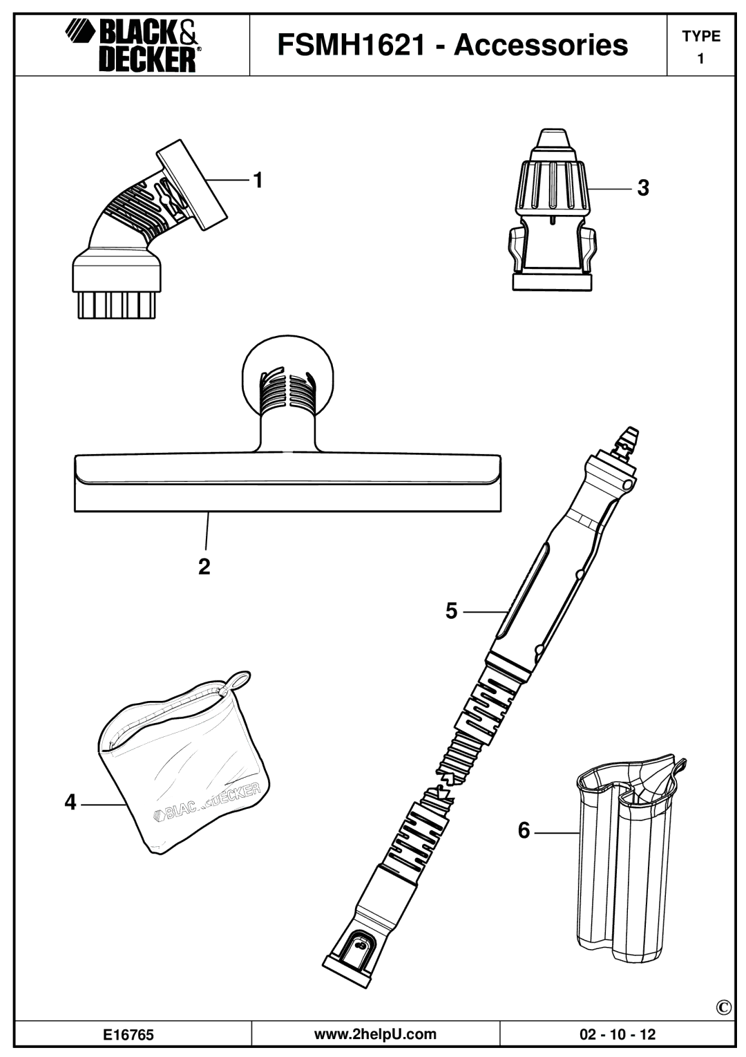 Black & Decker fsmh1621 manual FSMH1621 Accessories 