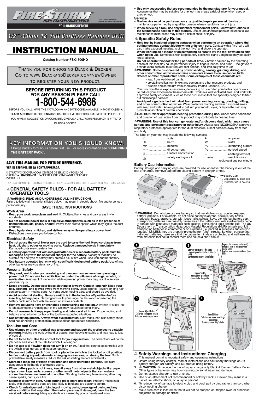 Black & Decker 5146608-00, FSX1800HD instruction manual KEY Information YOU should Know, Specific Safety Rules 