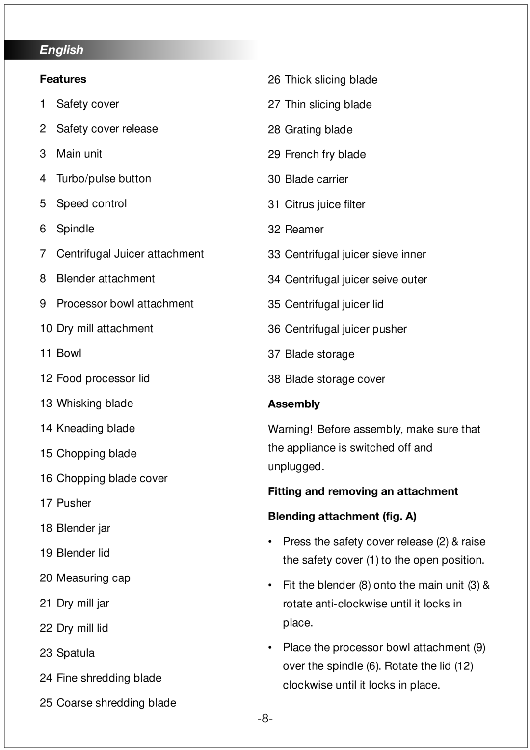 Black & Decker FX1000 manual Features 