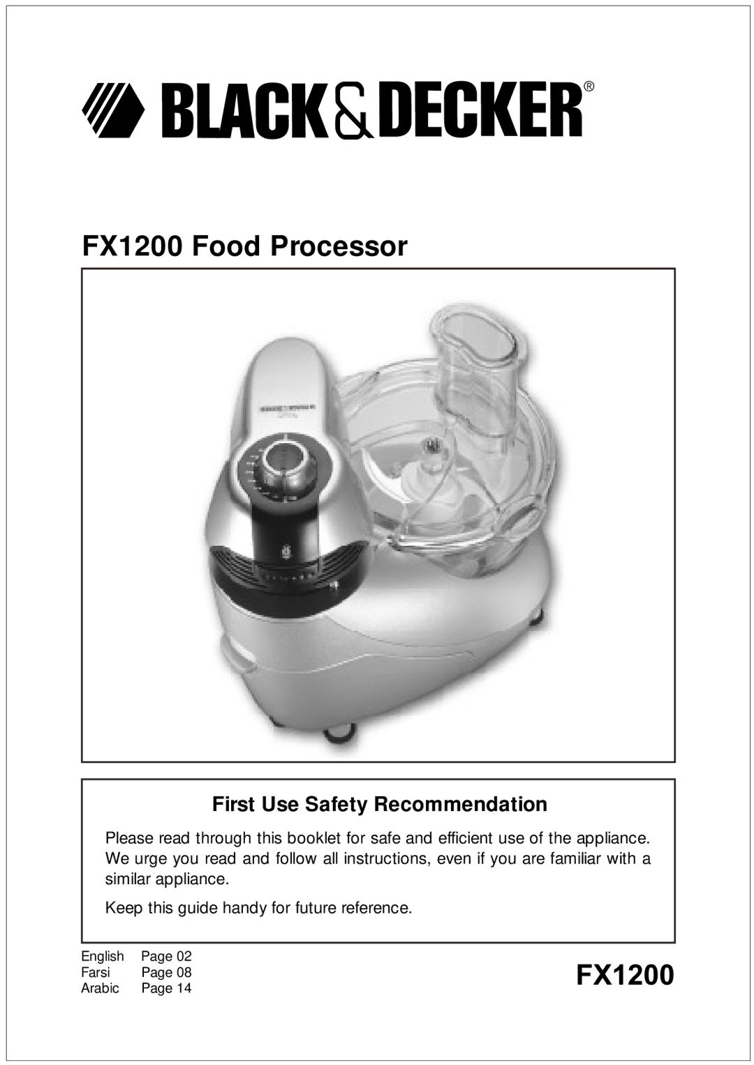 Black & Decker manual FX1200 Food Processor 