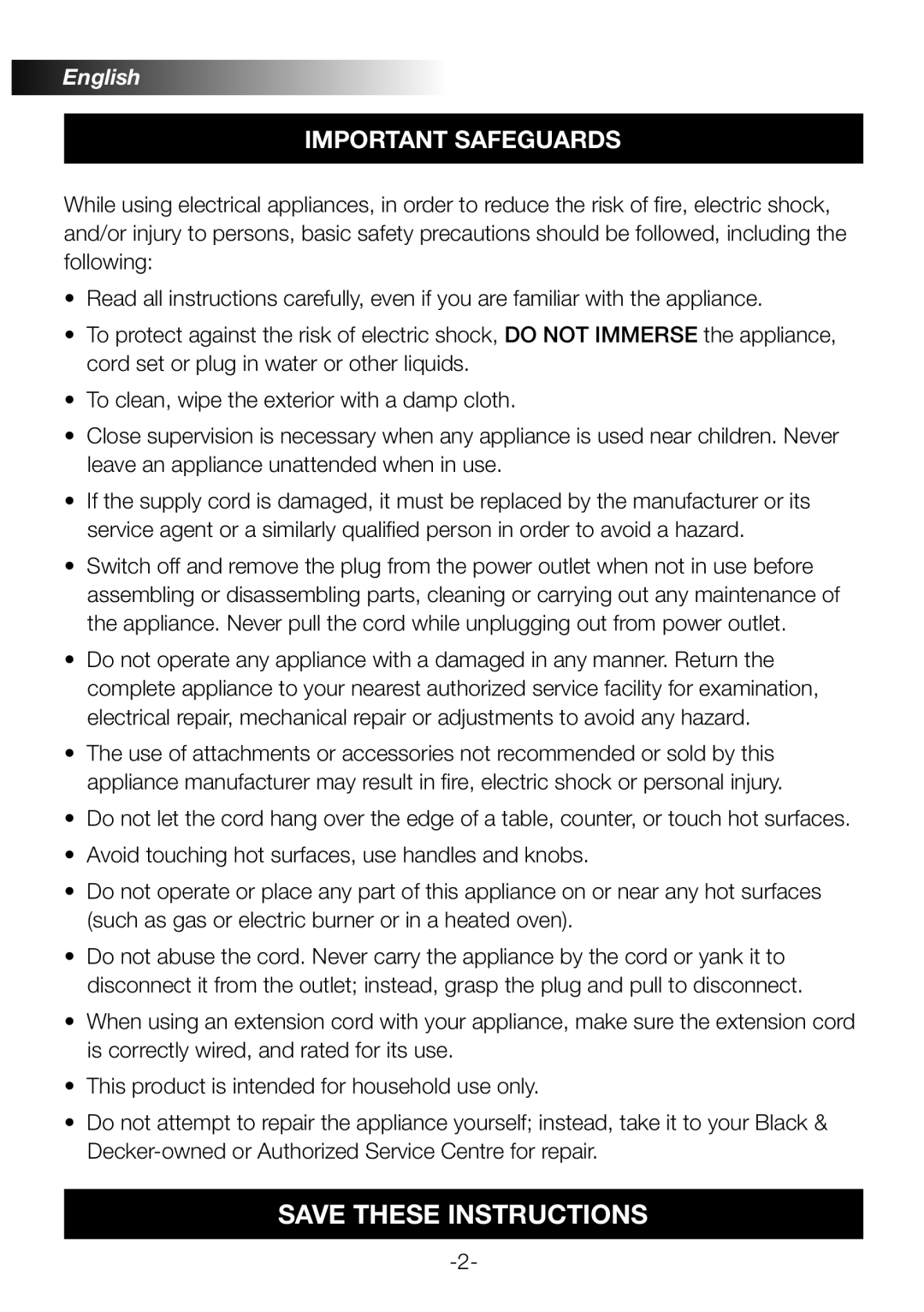 Black & Decker FX800 manual Important Safeguards 