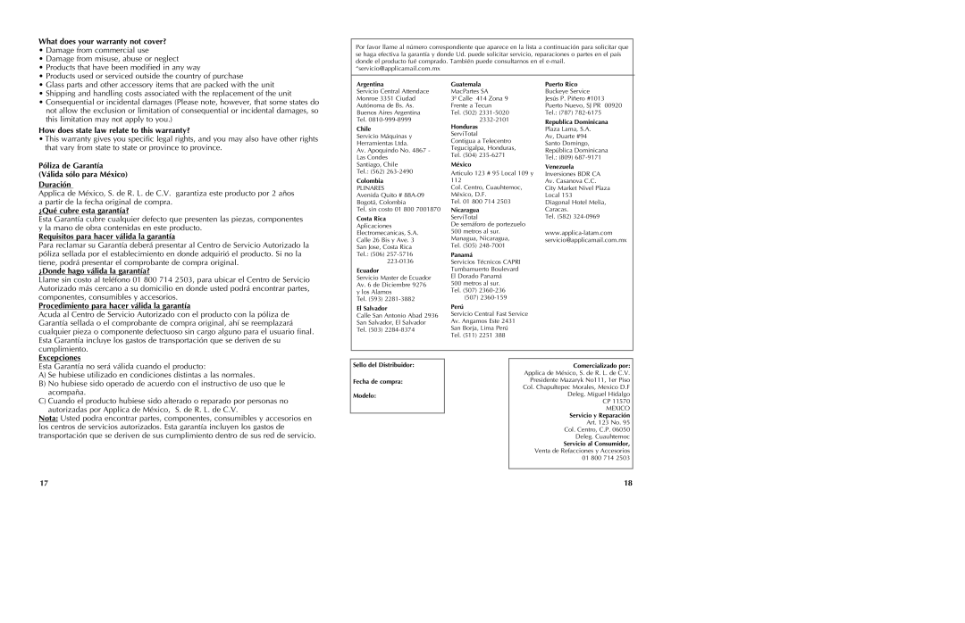 Black & Decker G49TD manual What does your warranty not cover?, How does state law relate to this warranty?, Duración 