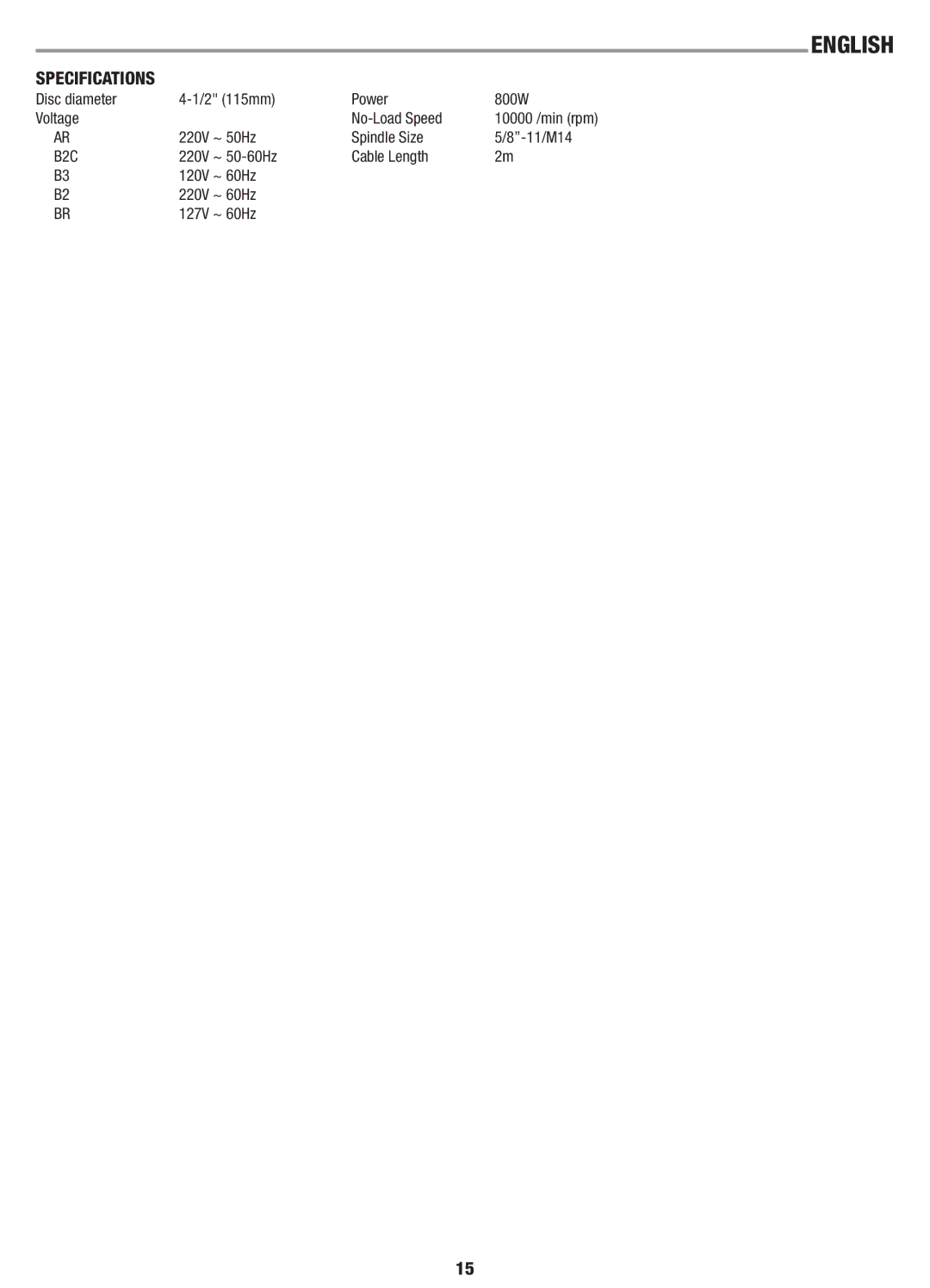 Black & Decker G720 instruction manual Specifications 