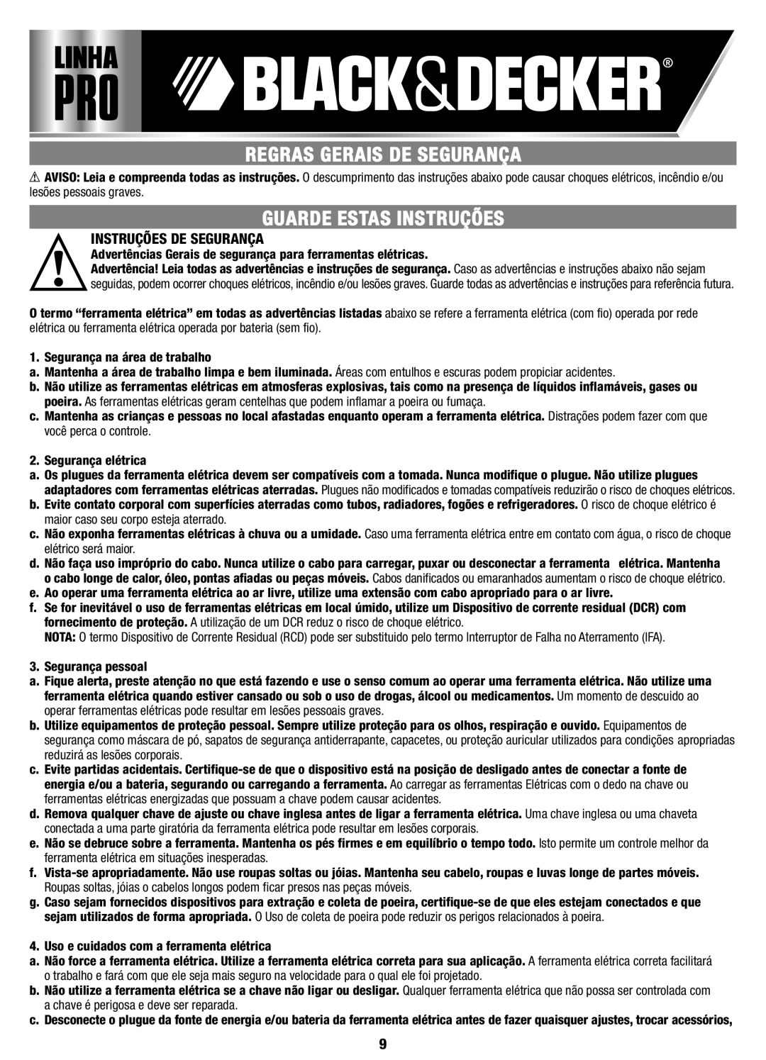 Black & Decker G720 instruction manual Regras Gerais DE Segurança, Guarde Estas Instruções, Instruções DE Segurança 