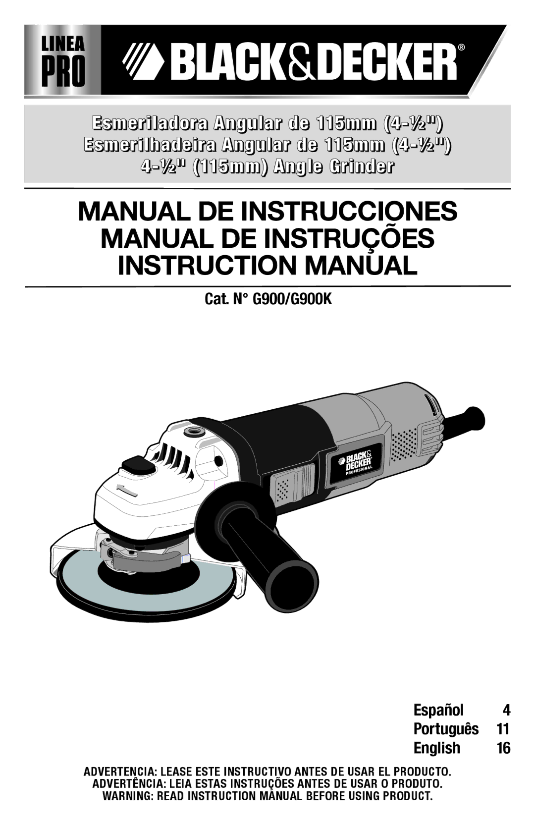 Black & Decker G900K instruction manual Manual DE iNstrUccioNEs Manual DE iNstrUçÕEs 