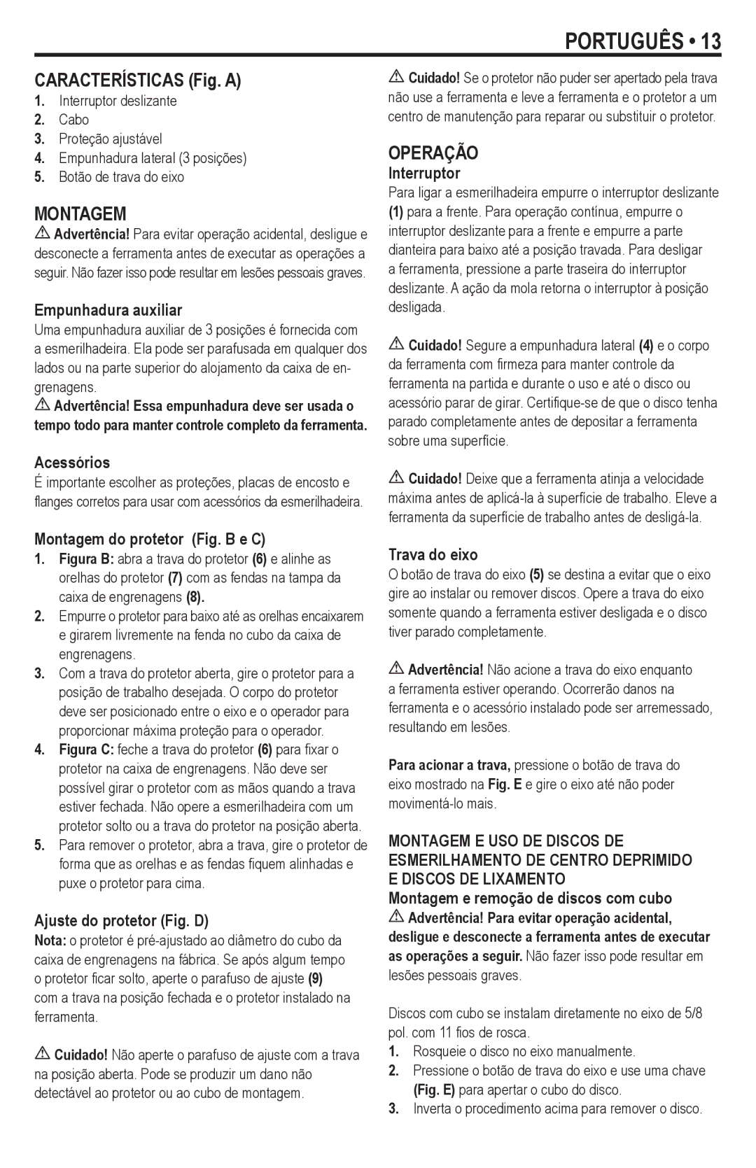 Black & Decker G900K instruction manual Montagem, Operação 