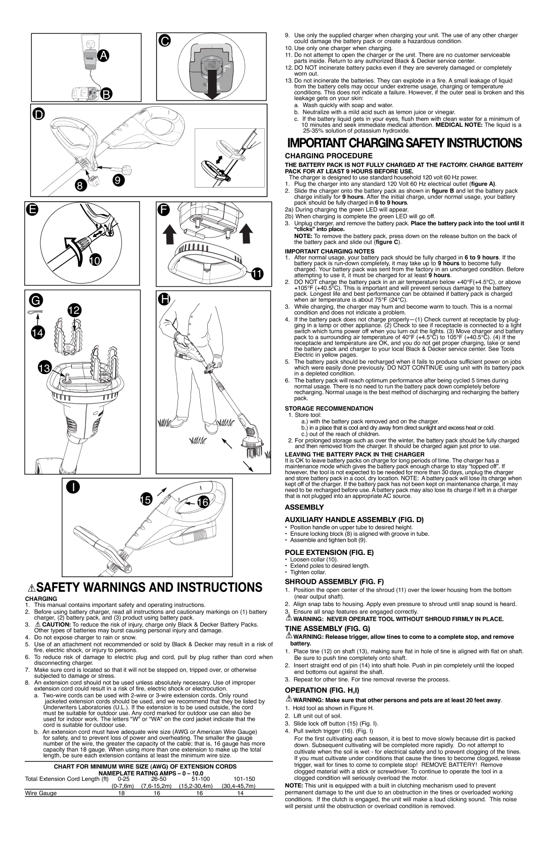 Black & Decker GC818B, GC818R instruction manual Charging Procedure 