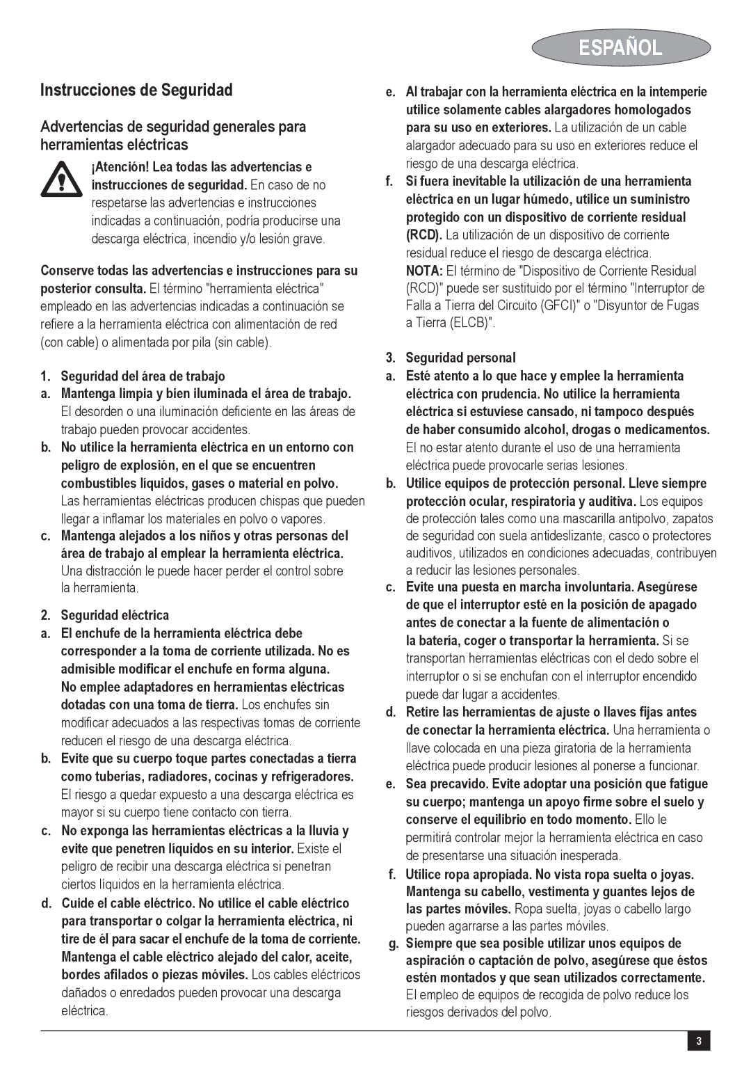 Black & Decker GC1800, GC9600, GC1200, GC1440 instruction manual Instrucciones de Seguridad, Seguridad personal 