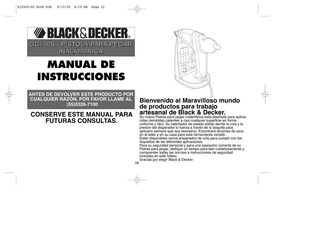 Black & Decker GG500S, 632900-00 instruction manual Manual DE Instrucciones 