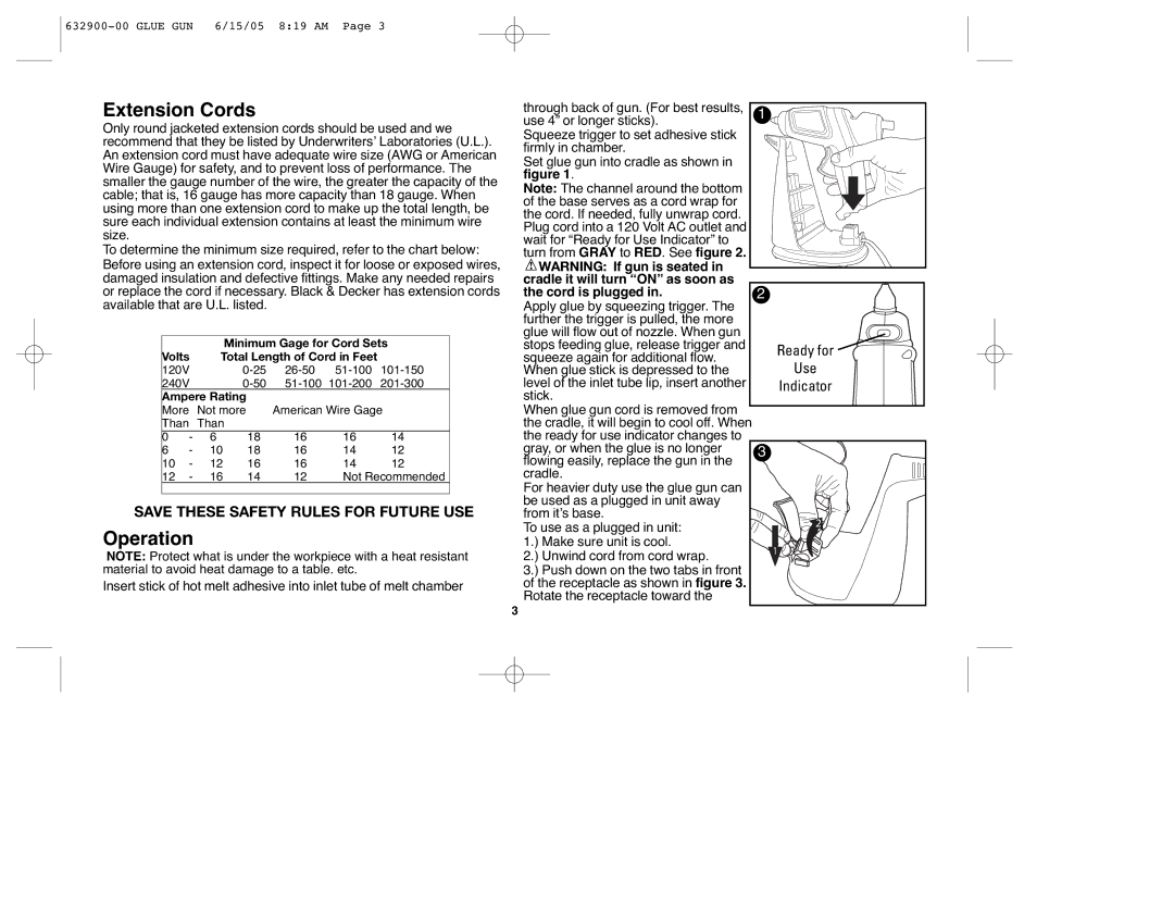 Black & Decker 632900-00, GG500S instruction manual Extension Cords 