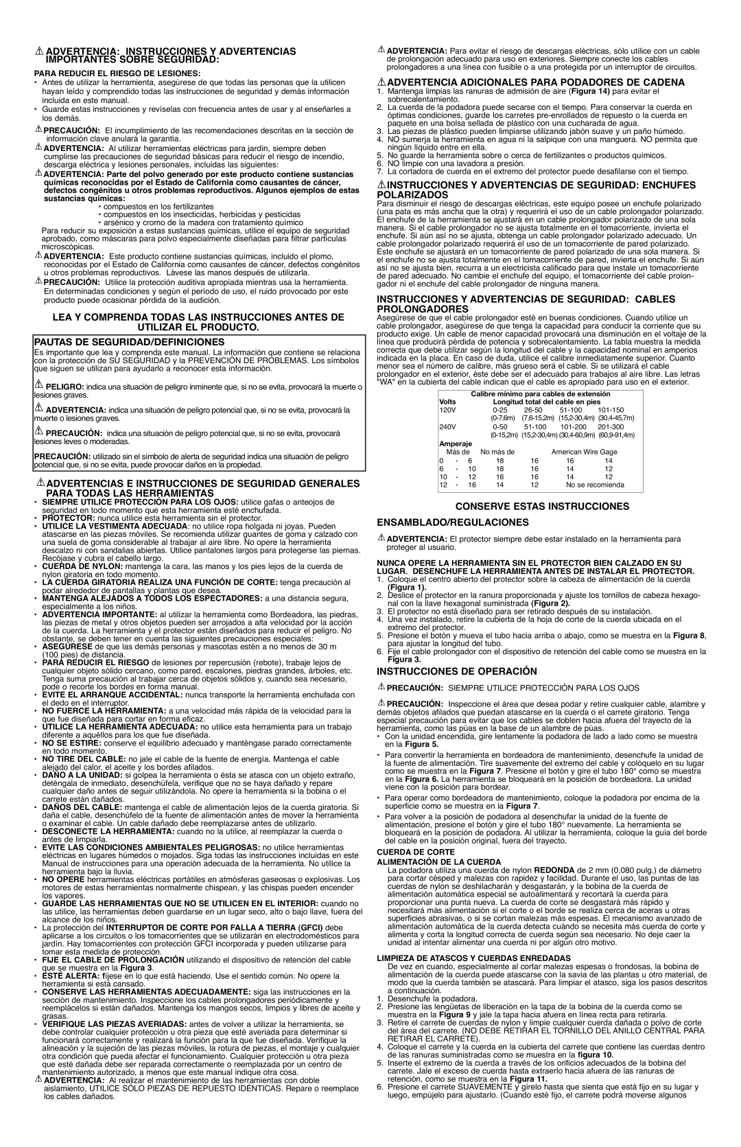 Black & Decker GH1000 instruction manual Advertencia Adicionales Para Podadores DE Cadena, Instrucciones DE Operación 